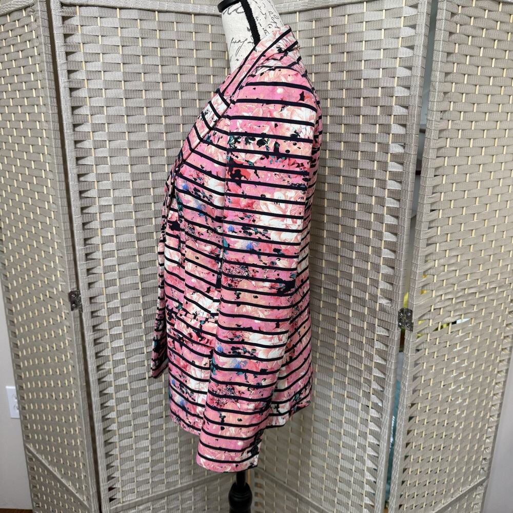 Banana Republic Single Button Blazer Women Size 8 BELLA STRIPE PINK FLORAL Lined - Picture 2 of 12